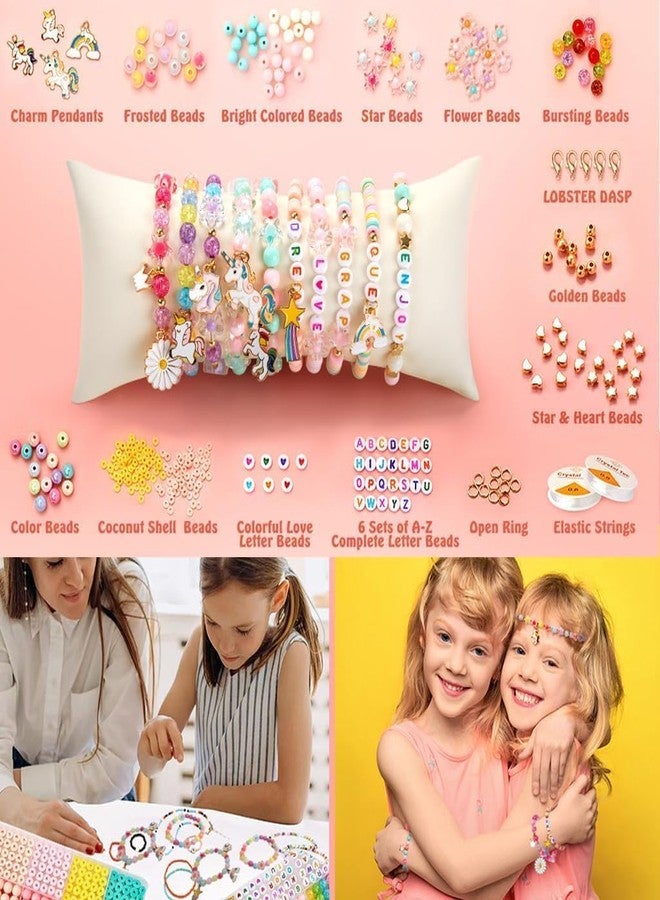 Dodhar Bracelet Making Set, Clay Beads Kit, Macaron Color Beads for Bracelet Making for Girls Kids, Letter Beads with Unicorn Pendants, Crystal Star Flower Hair Beads Set for DIY Jewellery Crafts - Image 5